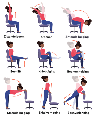 Yoga-oefeningen voor achter bureau